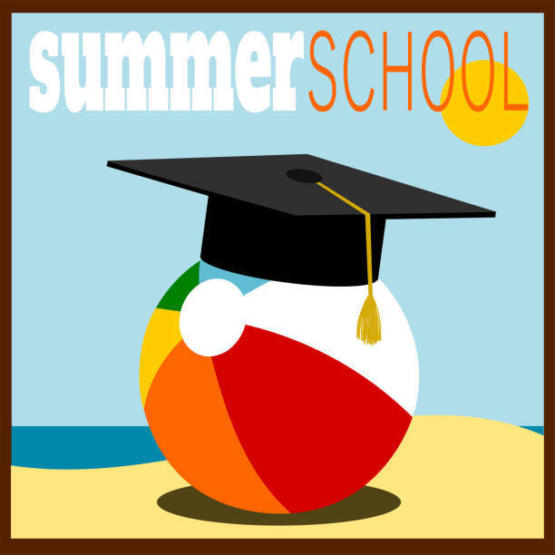 Summer School Beach Ball with Graduation Cap