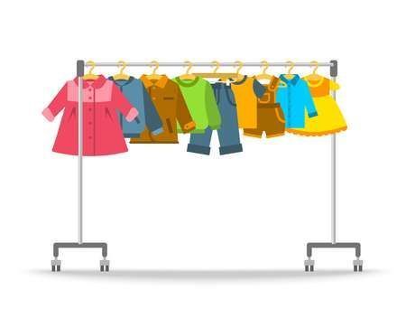 Kid's clothes hangin on a clothes rack